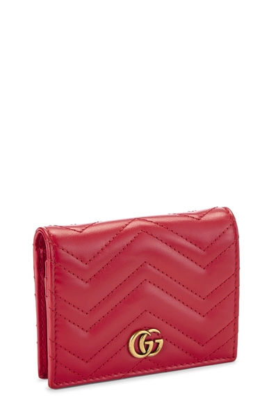 Red Leather GG Marmont Card Case, , large