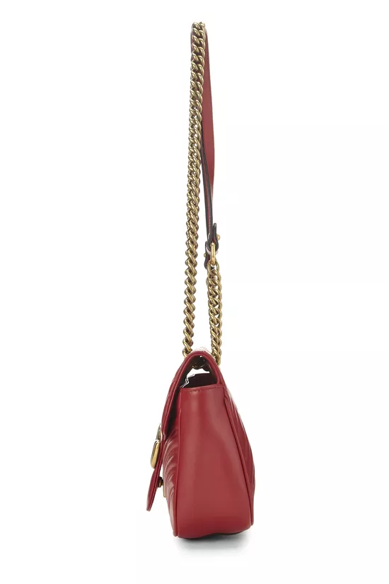 Red Leather GG Marmont Shoulder Bag Small, , large image number 2