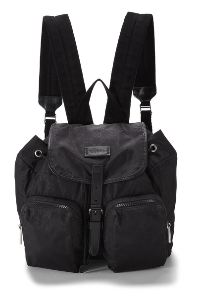 Gucci Black GG Nylon Double Pocket Backpack