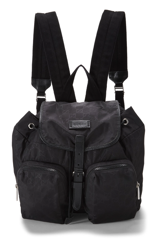 Black GG Nylon Double Pocket Backpack, , large image number 0