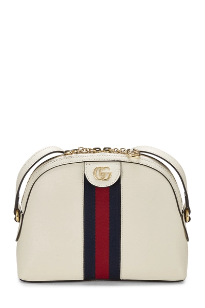 Gucci White Leather Ophidia Dome Shoulder Bag Small