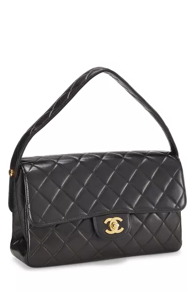 Black Quilted Lambskin Double Sided Classic Flap Medium, , large