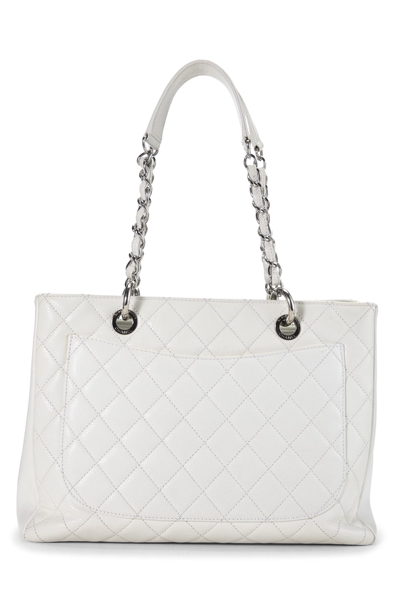 White Quilted Caviar Grand Shopping Tote (GST), , large image number 3