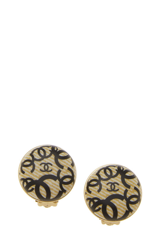 Chanel Vintage Aged Gold Metal Round CC Logo Clip On Earrings Golden  ref.724256 - Joli Closet