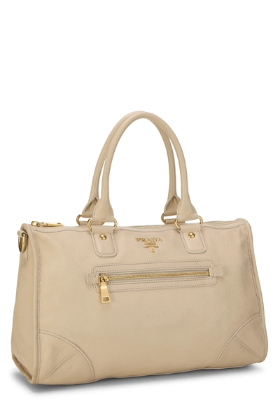 Prada Beige Vitello Daino Convertible Zip Handbag Medium — photo 2