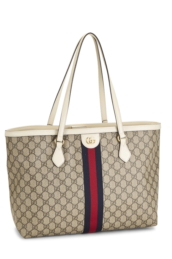 White GG Supreme Canvas Ophidia Tote Medium, , large image number 1