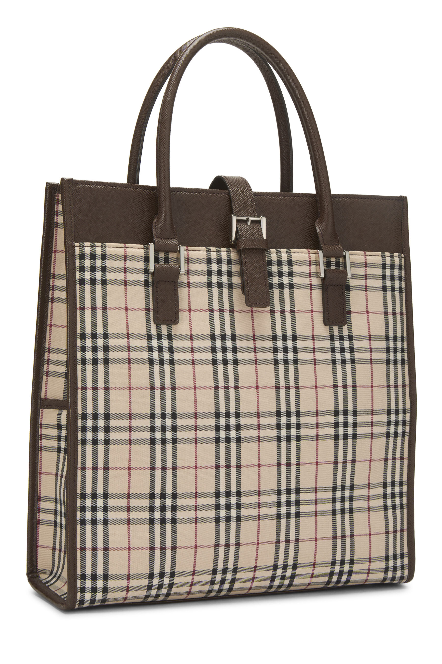 Pre-Owned Brown Jacquard Buckle Handbag Medium Q3B1N66D07003