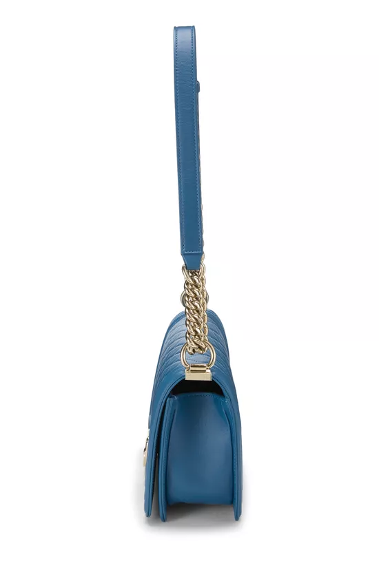 Blue Quilted Lambskin Boy Bag Medium, , large image number 2