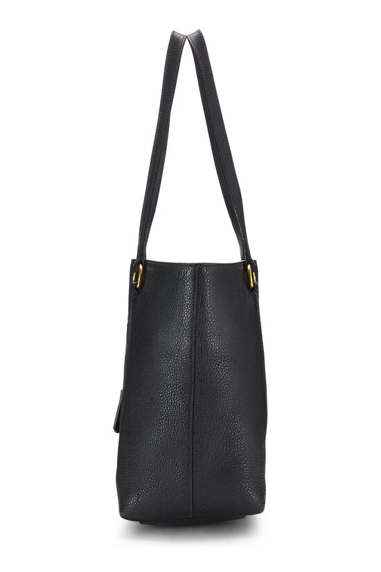 Black Vitello Daino Logo Tote, , large image number 2