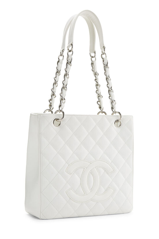 White Quilted Caviar Petite Shopping Tote (PST)