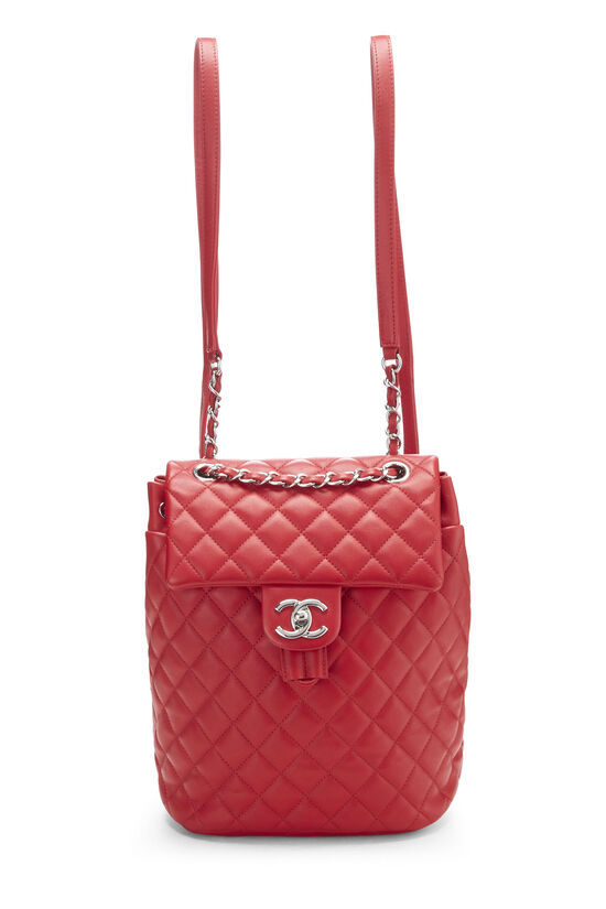 Chanel Red Quilted Lambskin Urban Spirit Backpack Large