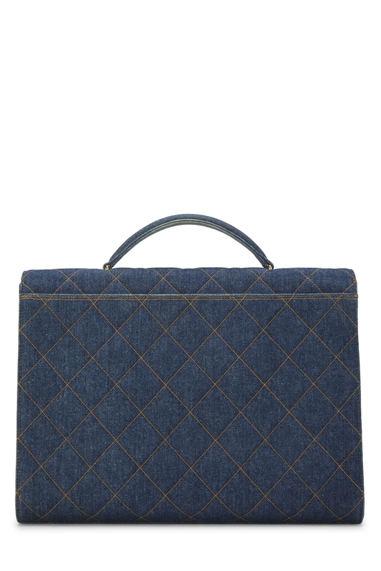 Blue Quilted Denim Briefcase, , large image number 3
