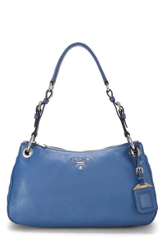 Blue Vitello Daino Shoulder Bag Small, , large image number 0