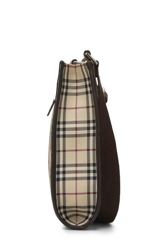 Brown Nylon Check Crossbody Bag, , large image number 2