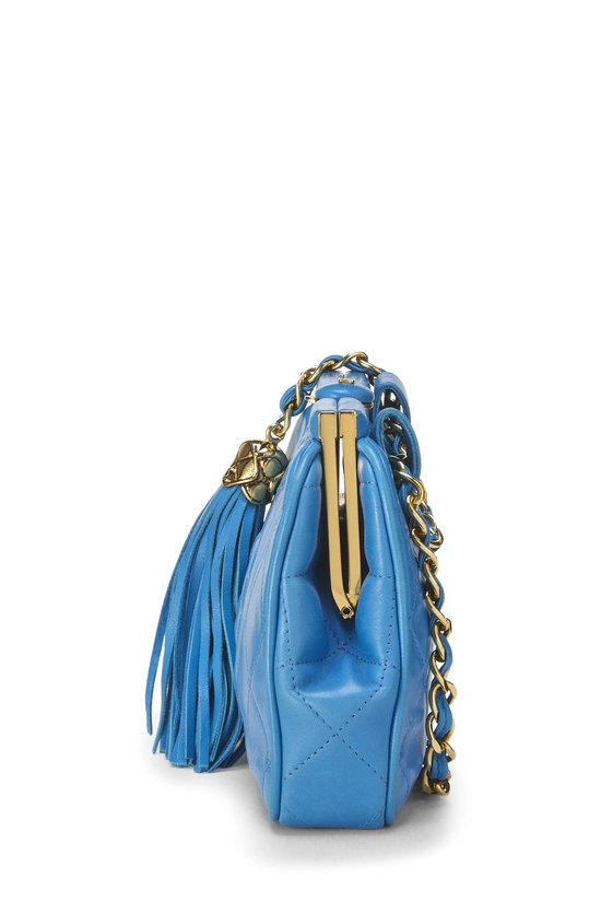 Blue Quilted Lambskin Kiss Lock Waist Pouch, , large image number 2