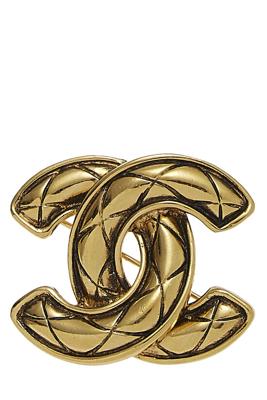 Gold Quilted 'CC' Pin Large, , large image number 0