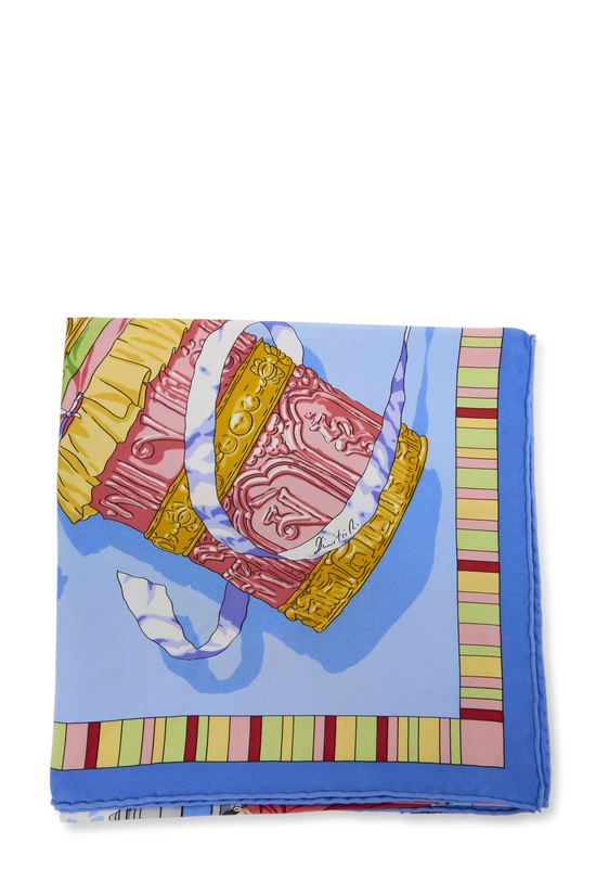 Blue & Multicolor 'Pri&egrave;res Au Vent' Silk Scarf 90, , large image number 1