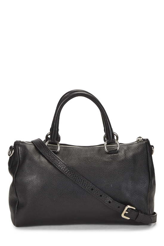 Pre-Owned Black Vitello Daino Convertible Zip Handbag QNB1RGABKB00F
