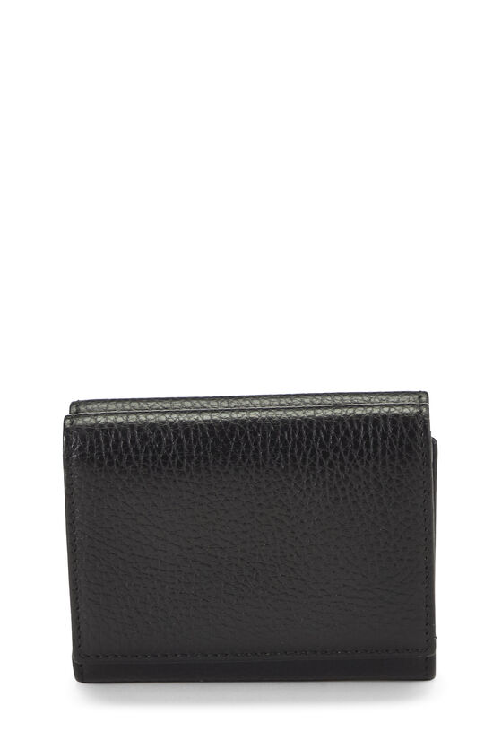 Black Leather Trifold Compact Wallet, , large image number 2