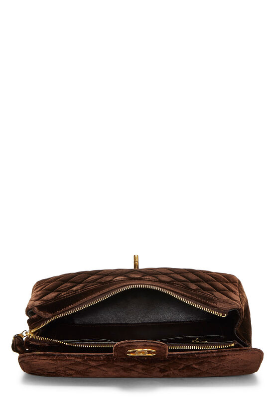 Brown Quilted Velvet Classic Flap Backpack, , large image number 5