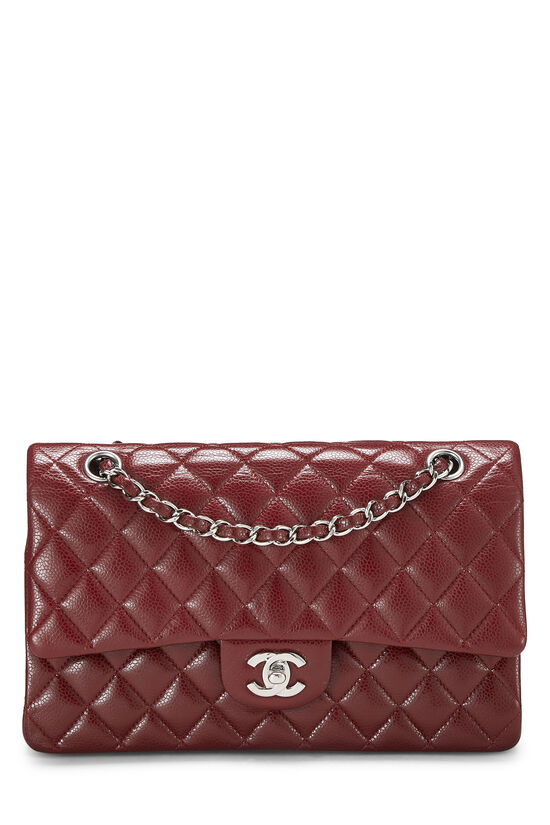 Burgundy Quilted Caviar Classic Double Flap Medium, , large image number 0