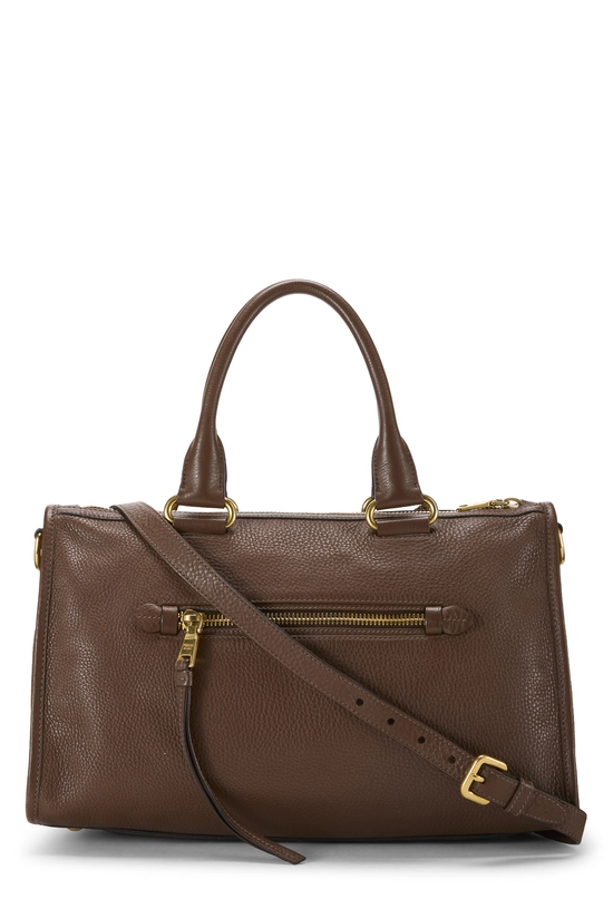 Brown Vitello Daino Convertible Zip Handbag Medium, , large image number 3