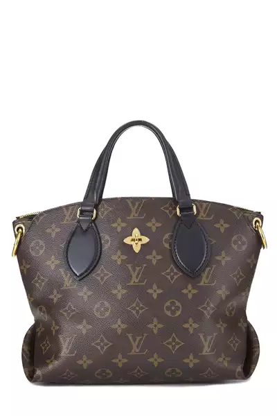 Black Monogram Flower Zip Tote PM