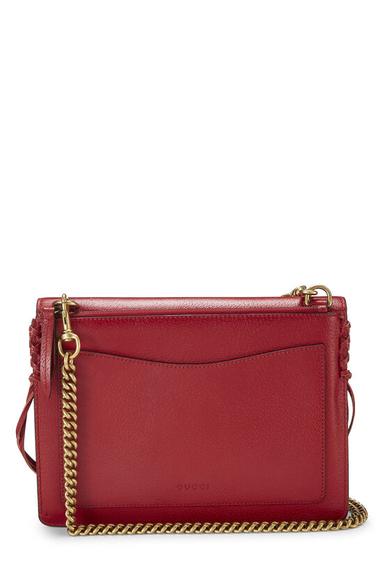 Red Leather Web Animalier Chain Shoulder Bag, , large image number 4