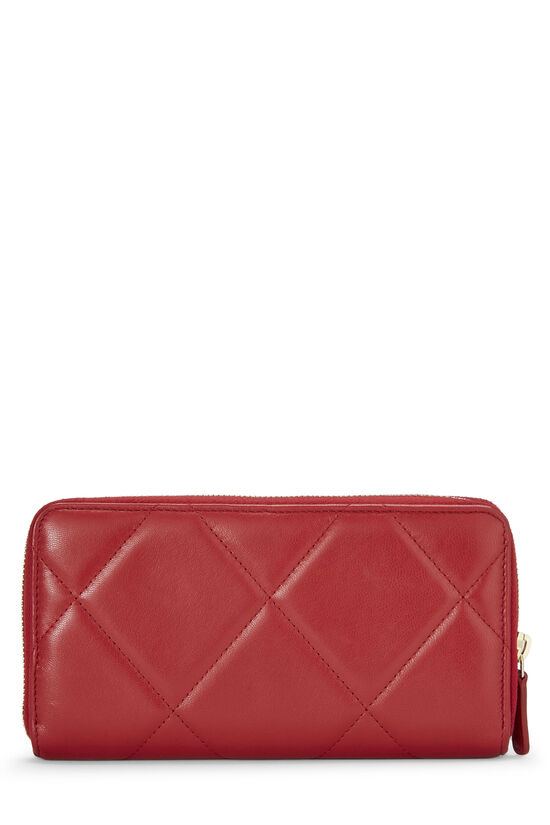 Chanel Red Quilted Lambskin 19 Zip Around Wallet Q6A4911IRB000
