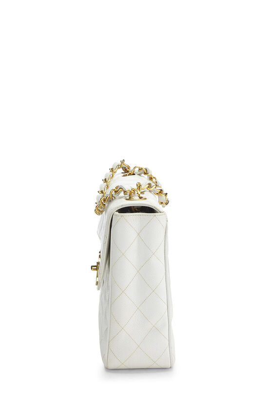 White Quilted Caviar Half Flap Jumbo, , large image number 2