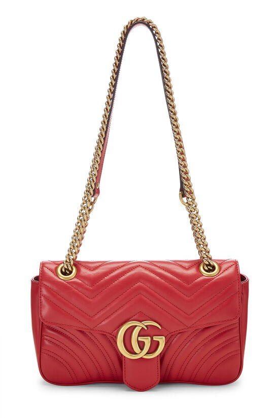Red Matelasse Leather GG Marmont Shoulder Bag , , large image number 0