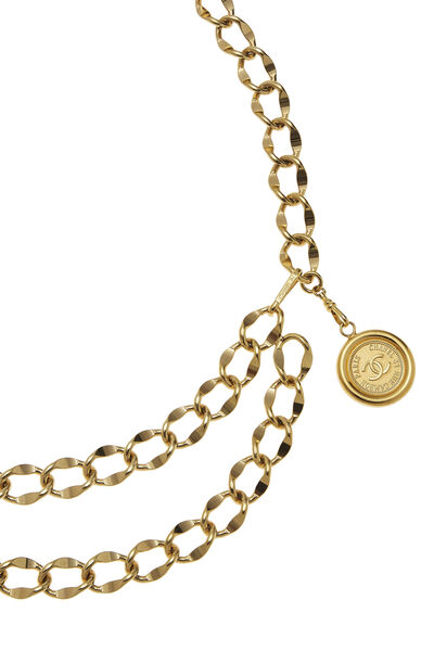 Gold 'CC' Medallion Chain Belt 2, , large