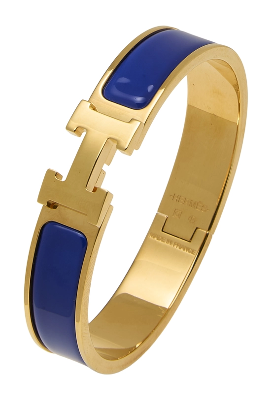 Blue Enamel Clic-Clac 'H' Bracelet Narrow, , large image number 0