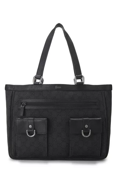 Black GG Canvas Abbey Pocket Tote