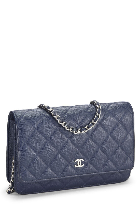 Chanel Navy Quilted Caviar Classic Wallet on Chain (WOC