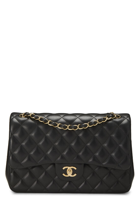 Black Quilted Lambskin New Classic Double Flap Jumbo, , large image number 0