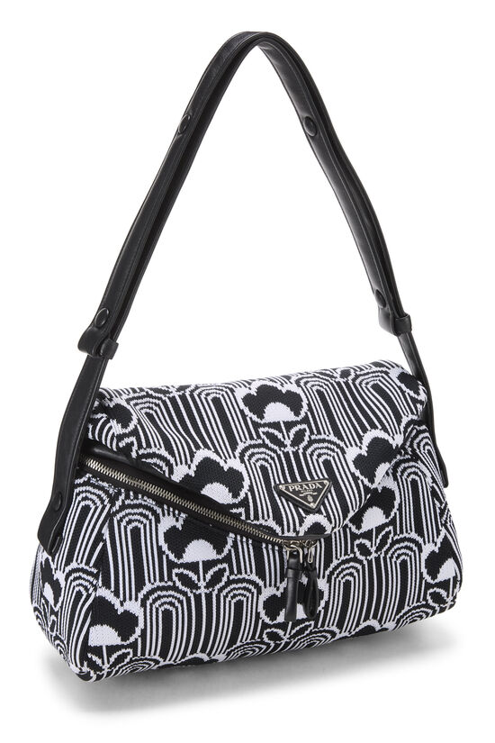 White & Black Jacquard Signaux Shoulder Bag Medium, , large image number 1