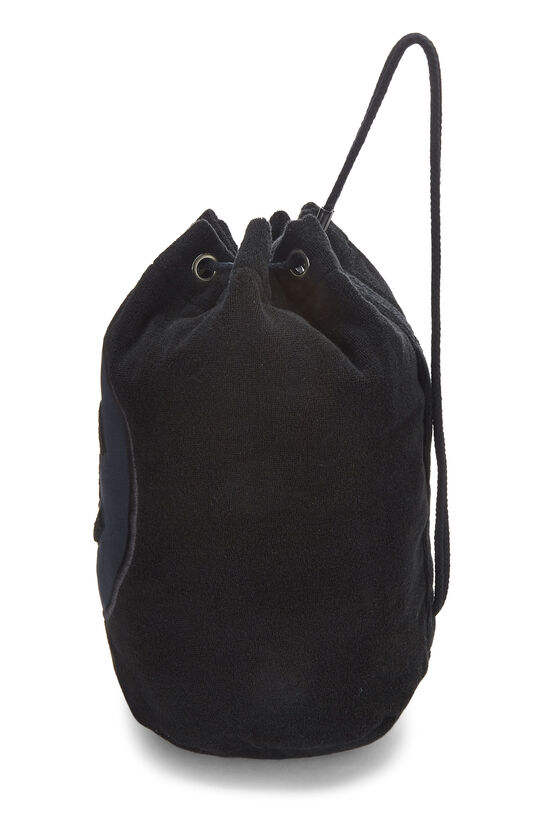 Black Terry Cloth Drawstring Beach Backpack , , large image number 4