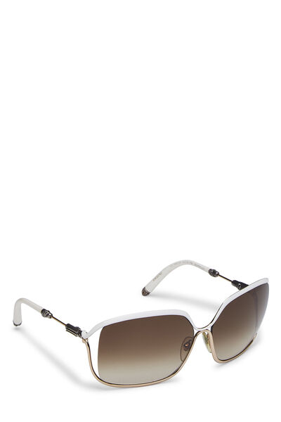 White Metal Buttflux Sunglasses, , large