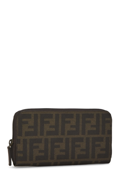 Brown Zucca Coated Canvas Zip Wallet, , large