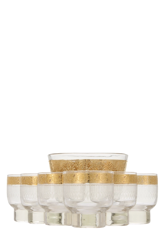 Multicolor 22k Gilded Footed Glassware Set of 6 & Ice Bucket, , large image number 0