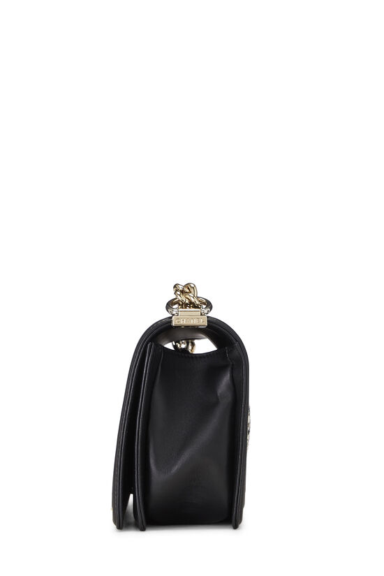 Black Chain & Tweed Chevron Calfskin Boy Bag Medium, , large image number 3