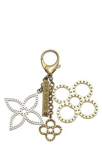 Auth Louis Vuitton Monogram Flower Bag Charm Key Ring Brown/Gold Resin -  e51834f