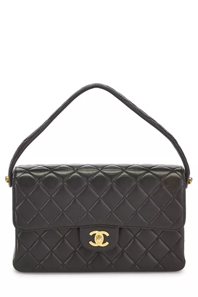 Black Quilted Lambskin Double Sided Classic Flap Medium