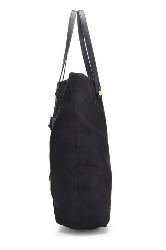 Black Nylon Embroidered Tote, , large image number 3