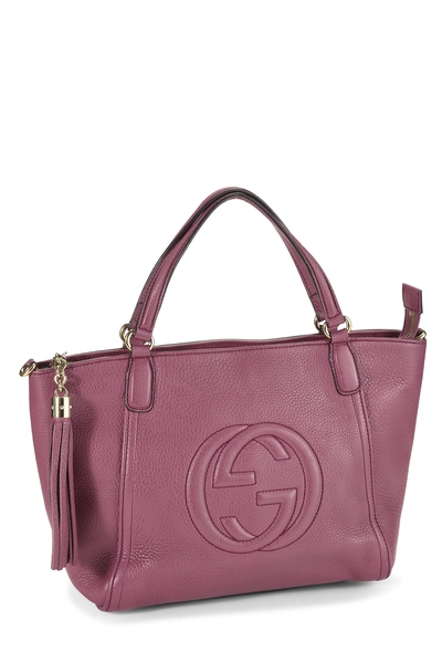 Purple Grained Leather Soho Top Handle Bag, , large
