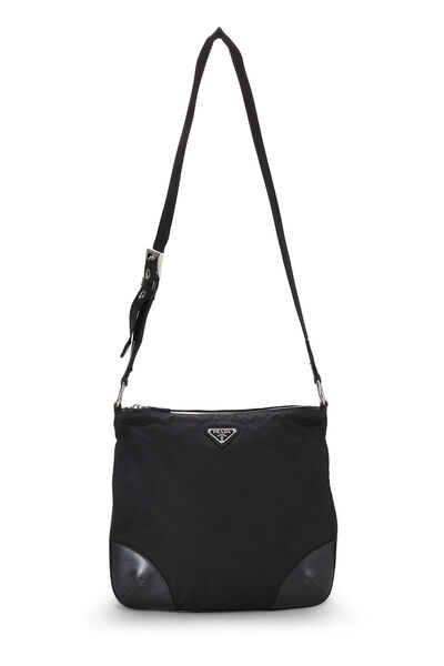 Black Nylon Shoulder Bag, , large