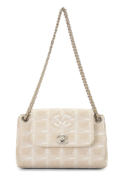 Beige Nylon Travel Line Half Flap Mini