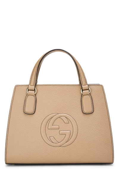 Beige Grained Leather Soho Handbag