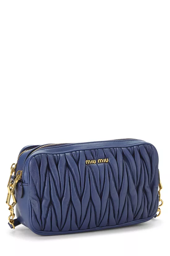 Blue Nappa Matelass&eacute; Camera Bag, , large image number 1